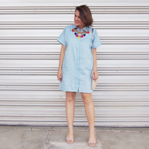 shirt dress with necklace
