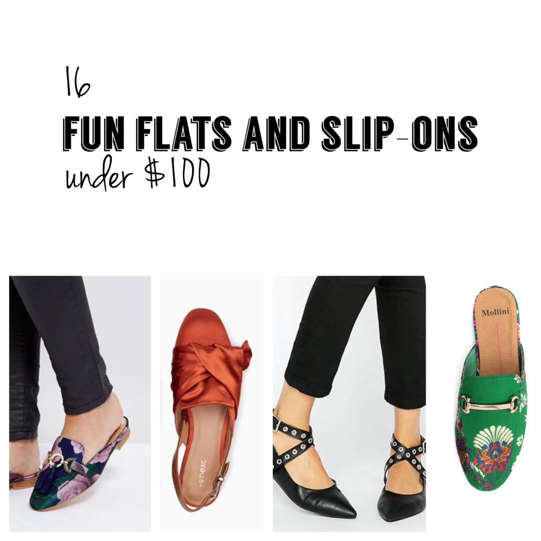 fun flats and slip on shoes under $100